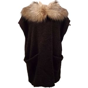 Melissa McCarthy Faux Fur Collar Vest Small